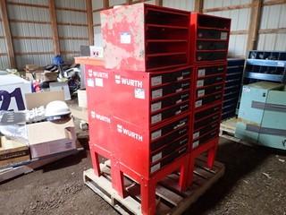 Wurth 3-Section Parts Organizer w/ Asst. DOT Air Brake Elbows, Tubes, Sleeves, Push to Connect Tee's, Nipples, Couplers, Nuts, etc. **LOCATED IN MILK RIVER**