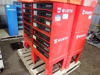 Wurth 2-Section Parts Organizer w/ Asst. Seamless Nuts, Electrical Terminals, Nipples, Weather Pack Copper Lugs, etc. **LOCATED IN MILK RIVER**