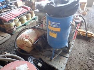 Lot of PowerFist Portable Sandblaster and 2 Bags Blasting Sand. **LOCATED IN MILK RIVER**