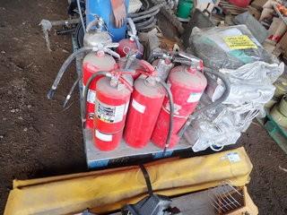 Lot of 10 Asst. ABC Fire Extinguishers, 5 Spill Kits and Containment Barrier. **LOCATED IN MILK RIVER**