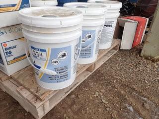 Lot of (3) 5gallon Pails of Shell Rotella T4 15W-40 Motor Oil.  **LOCATED IN MILK RIVER**