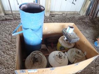 Lot of LPG Construction Heater and (4) 30lbs Tanks. **LOCATED IN MILK RIVER**