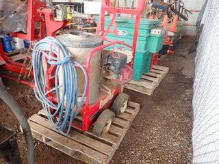 Dynablast DGF Series Portable Gas Steamer Pressure Washer w/ Honda Gas Engine. **CONDITION UNKNOWN, REQUIRES 2 TIRES-LOCATED IN MILK RIVER**