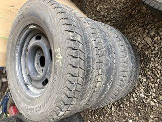 Lot of 4 Bridgestone Blizzak P235/75R15 Winter Tires on Steel 5-Bolt x 4 1/4" Pattern Rims. **LOCATED IN MILK RIVER**