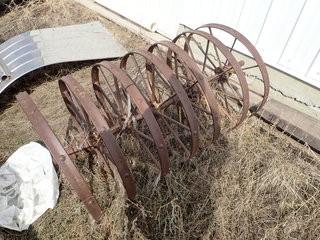 Antique Steel Implement Wheels. **LOCATED IN MILK RIVER**
