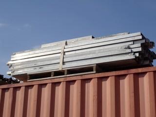 Lot of Aluminum Cattle Liner Decking- on top of Sea-Can.  **LOCATED IN MILK RIVER**