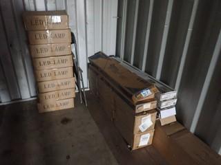 Lot of 8 LED Lights, 6 Fluorescent Lights and 4 Cases Bulbs. LOCATED IN SEA-CAN LOT 553. **MUST BE REMOVED BY 5PM MON. APRIL 29/19- LOCATED IN MILK RIVER**