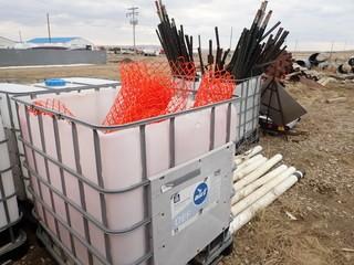 Lot of 2 Skidded Totes w/ Snow Fence and Rails. **LOCATED IN MILK RIVER**