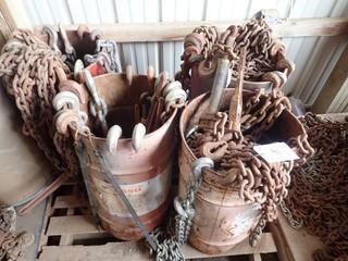 Lot of Heavy Duty Chains, Ratchet Boomers, Straight Boomers, etc. **LOCATED IN MILK RIVER**