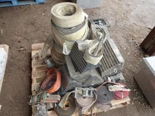 Lot of Chock Blocks, Nylon Slings, Load Straps, etc. **LOCATED IN MILK RIVER**