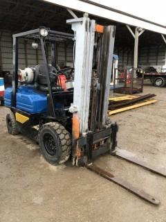 Toyota 42-F5G25 3,000lbs Capacity LPG Forklift. 3-Stage Mast, Pneumatic Tires, Showing 7,214hrs. SN 405FG25-41683. **LOCATED IN MILK RIVER**