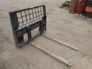 Skid Steer 48" Forks Attachment. **BEING USED FOR LOADOUT, CANNOT BE REMOVED UNTIL THUR. MAY 2 @ 2PM UNLESS RELEASED EARLY BY CENTURY-LOCATED IN MILK RIVER**