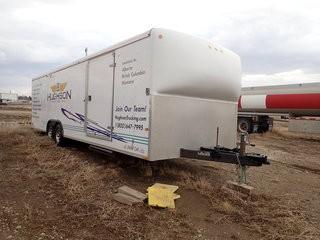 1996 Wells Cargo AW28ZW 32' Tandem Axle Enclosed Car Carrier Trailer. ST225/75R15 Tires, 2 Side Doors, Rear Ramp Door, Craftsman 150psi Air Compressor, Anti-Sway Bars, Air Reel, Lighting, Hitch Receiver, 2 Spare Tires. VIN 1WC200N25TR027062. **LOCATED IN MILK RIVER**