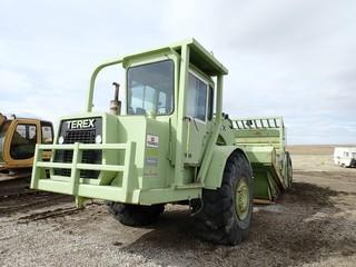 1981 Terex TS14B Motor Scraper. Detroit Diesel Twin Engines, 29.5-25 Tires, Showing 8,223hrs on Front Engine and 8,063hrs on Rear Engine. SN 28041. **LOCATED IN MILK RIVER**