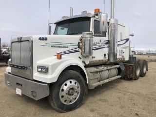 2016 Western Star 4900FA Tandem Axle Truck Tractor. Detroit DD16 550hp Diesel Engine, 18-Speed Transmission, Air Ride Suspension, 13,300lbs Front Axle, 46,000lbs Rear Axles, 11R24.5 Tires, 237" W/B, Aluminum Budd Wheels, 48" Flat Top Sleeper, Sliding Fifth-Wheel Hitch, Engine Heater, Double Lockups,  Showing 305,619kms and 7,509hrs, CVIP Expires 06/19. VIN 5KJJAED12GPGW3269. **LOCATED IN SEXSMITH**