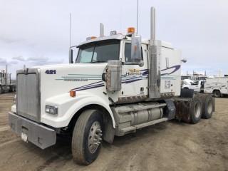 2016 Western Star 4900FA Tandem Axle Truck Tractor. Detroit DD16 550hp Diesel Engine, 18-Speed Transmission, Air Ride Suspension, 13,300lbs Front Axle, 46,000lbs Rear Axles, 11R24.5 Tires, 237" W/B, Aluminum Budd Wheels, 48" Flat Top Sleeper, Sliding Fifth-Wheel Hitch,  Gardner Denver T5CDL9L 400 CFM Blower, Engine Heater, Double Lockups, Showing 314,380kms and 7,772hrs, CVIP Expires 06/19. VIN 5KJJAED10GPGW3268. **LOCATED IN SEXSMITH**