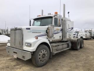 2016 Western Star 4900FA Tandem Axle Truck Tractor. Detroit DD16 550hp Diesel Engine, 18-Speed Transmission, Air Ride Suspension, 13,300lbs Front Axle, 46,000lbs Rear Axles, 11R24.5 Tires, 237" W/B, Aluminum Budd Wheels, 48" Flat Top Sleeper, Sliding Fifth-Wheel Hitch,  Gardner Denver T5CDL9L 400 CFM Blower, Engine Heater, Double Lockups, Showing 352,247kms and 9,468hrs, CVIP Expires 08/19. VIN 5KJJAED14GPGS2514. **LOCATED IN SEXSMITH**