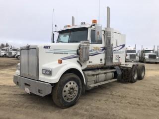 2016 Western Star 4900FA Tandem Axle Truck Tractor. Detroit DD16 550hp Diesel Engine, 18-Speed Transmission, Air Ride Suspension, 13,300lbs Front Axle, 46,000lbs Rear Axles,  11R24.5 Tires, 237" W/B, Aluminum Budd Wheels, 54" Flat Top Sleeper, APU, Showing 364,930kms. VIN 5KJJAED18GPGW3289. **LOCATED IN SEXSMITH**