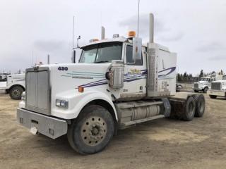 2016 Western Star 4900FA Tandem Axle Truck Tractor. Detroit DD16 560hp Diesel Engine, 18-Speed Transmission, Air Ride Suspension, 13,300lbs Front Axle, 46,000lbs Rear Axles, 11R24.5 Tires, 237" W/B, Aluminum Budd Wheels, 48" Flat Top Sleeper, Sliding Fifth-Wheel Hitch, Engine Heater, Double Lockups, Showing 409,368kms and 8,249hrs, CVIP Expires 06/19. VIN 5KJJAED18GPGS2516. **LOCATED IN SEXSMITH**
