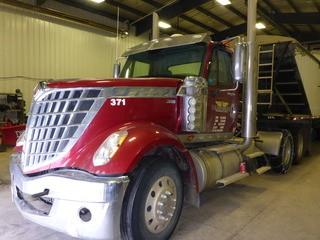 2013 International Lonestar Tandem Axle Truck Tractor. Maxforce 475hp Diesel Engine, 18-Speed Transmission, 13,220lbs Front Axle, 40,000lbs Rear Axles, 11R24.5 Tires, 218" W/B, Aluminum Budd Wheels, Air Ride Suspension, Sliding Fifth-Wheel, Engine Heater, Double Lockups, Showing 429,141kms and 7,899hrs, CVIP Expires 10/19. VIN 3HSCXSJR4DN115612. **NOTE: DAMAGE TO RIGHT FRONT BUMPER, LOCATED IN SEXSMITH**