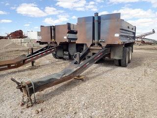 1981 Renn Tandem Axle Gravel Dump Pup Trailer. 14' Steel Box, 11R24.5 Tires, Steel Dayton Wheels, Spring Ride Suspension, CVIP Expires 04/19. VIN 14M1F21379. **LOCATED IN MILK RIVER**