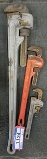 Lot of Rigid 10" Pipe Wrench, Rigid 18" Pipe Wrench and Rigid 36" Pipe Wrench. **LOCATED IN SEXSMITH**