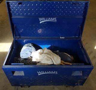 Lot of Job Box w/Truck Chains. ** LOCATED IN SEXSMITH**