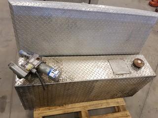 Pickup Truck Checkerplate Aluminum Combination 74gallon Fuel Tank and Tool Box w/ GPI 12V Electric Pump and Contents. ** LOCATED IN SEXSMITH**