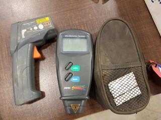 Lot of Infrared Thermometer and Digital Tachometer. ** LOCATED IN SEXSMITH**