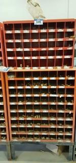 Lot of 4 Bolt Bins w/ Stand and Asst. Nuts, Bolts, Washers, Connectors, etc. ** LOCATED IN SEXSMITH**