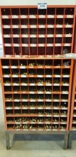 Lot of 4 Bolt Bins w/ Stand and Asst. Nuts, Bolts, Washers, Connectors, etc. ** LOCATED IN SEXSMITH**