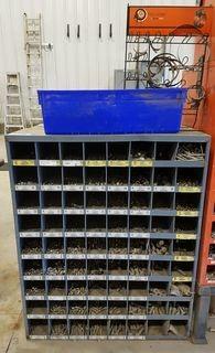 72 Compartment Bolt Bin w/Asst. Bolts, Nuts, Washers, etc. ** LOCATED IN SEXSMITH**