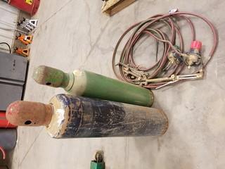 Lot of Oxy/Acetylene Cutting Torch, Hoses and Regulators. ** NOTE BOTTLE OF O2 AND ACETYLENE NOT INCLUDED LOCATED IN SEXSMITH**