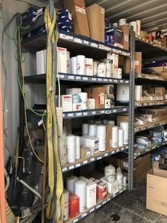 Contents of Row A Shelving including Air Filters, Oil Filters, Fuel Filters. **CANNOT BE REMOVED UNTIL MON. APRIL 29 @ 5PM-LOCATED IN SEXSMITH**