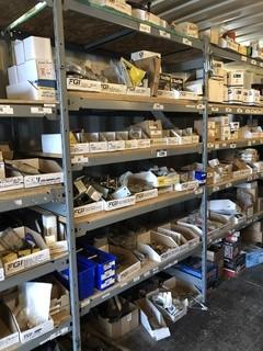 Contents of Row D Shelving including Brackets, Clamps, etc. ** MUST BE REMOVED BY MON. APRIL 29 @ 5PM-LOCATED IN SEXSMITH**