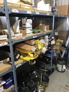 Contents of Row H Shelving including Air Brake Chambers, Camshafts, Brackets, Shocks, Link Belts, etc.  ** MUST BE REMOVED BY MON. APRIL 29 @ 5PM-LOCATED IN SEXSMITH**