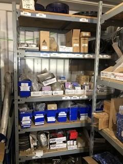 EZ-Rect Shelving Unit w/Contents including Casters, Toggle Switches, Asst. Parts, etc. ** MUST BE REMOVED BY MON. APRIL 29 @ 5PM-LOCATED IN SEXSMITH**