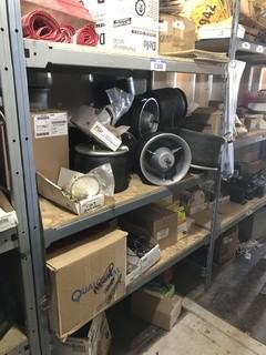 Lot of 3 Sections EZ-Rect Shelving w/ Contents including Air Ride Bags, Signs, Asst. Parts, etc. ** MUST BE REMOVED BY MON. APRIL 29 @ 5PM-LOCATED IN SEXSMITH**