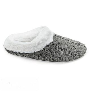 LOFT LIVING LARGE WOMEN'S MEMORY FOAM CABLE KNIT SLIPPERS IN WHITE
