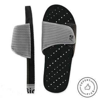 MEN'S XXL SLIDE AQUAFLOPS SHOWER SHOES IN GREY/BLACK