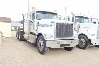 2015 International 9900iSFA Tandem Axle Truck Tractor. Cummins ISX 550hp Diesel Engine, 18-Speed Transmission, 13,220lbs Front Axle, 40,000lbs Rear Axles, 246" W/B, Air Ride Suspension, 51" Sleeper, Sliding Fifth-Wheel, APU, Wet kit, Showing 420,282kms and 8,556hrs, CVIP Expires 09/19. VIN 3HSDMAPR1FN658420. **LOCATED IN MILK RIVER**