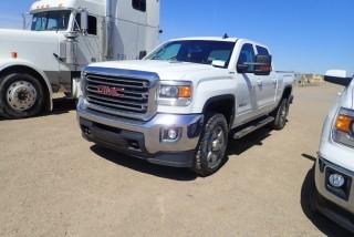 2015 GMC Sierra 2500 SLE 4x4 Crew Cab Pickup Truck. Duramax Diesel Engine, Automatic Transmission, Short Box,  Combination Checkerplate Fuel Tank and Storage Box, Showing 181,937kms. VIN 1GT12YE89FF588336. **LOCATED IN MILK RIVER**