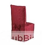 Autumn Scroll Damask Dining Room Chair Cover in Wine 