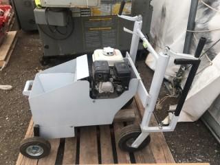 New and Unused! Concrete Walk Behind Curbing Machine c/w Honda GX120, Includes Assortment of Forms and Texturing Rollers. Retails for $4,000.  Control # 8394.