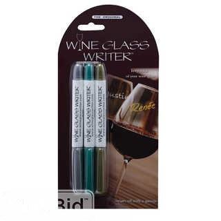 WINE GLASS WRITER 3-PACK WASHABLE MARKERS IN SILVER/GREEN/GOLD                                      