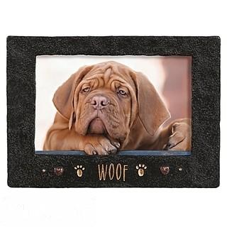 GRASSLANDS ROAD(R) 4-INCH X 6-INCH "WOOF" CEMENT PICTURE FRAME IN BLACK