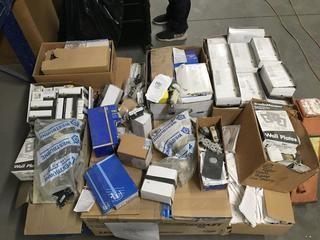 Pallet of Miscellaneous Wall Plates, Pole Switches.