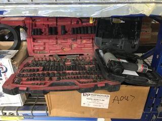 Lot of Miscellaneous Wrenches, Sockets, Brad Nailer.