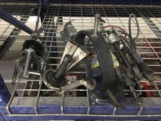 Lot of Assorted Hand Tools c/o Auto Trans Bench Clamp, Harmonic Pullers, Bore Reamer, Etc.