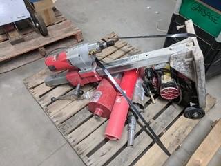 Milwaukee Diamond Coring Drill 2"-10" c/w Assorted Coring Bits.